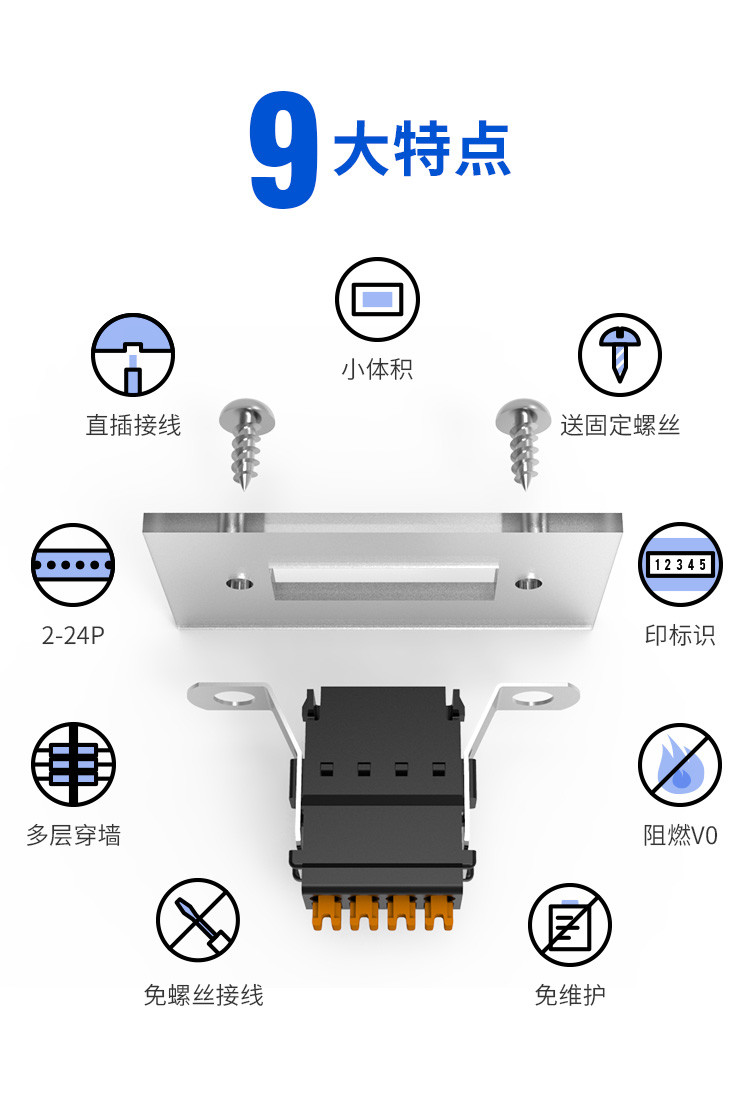 上海联捷LC80C-2.54小间距快速穿墙插拔接线端子