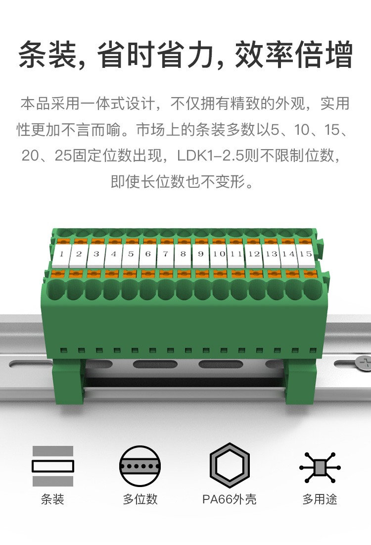 LDK1-2.5导轨式接线端子排