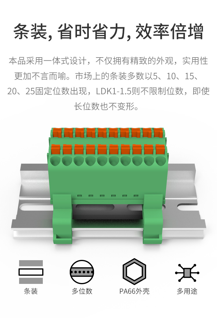 LDK1-1.5快速直插导轨式接线端子