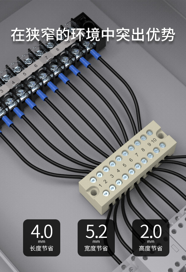 上海联捷H3802小体积5.0mm间距面板固定式端子排