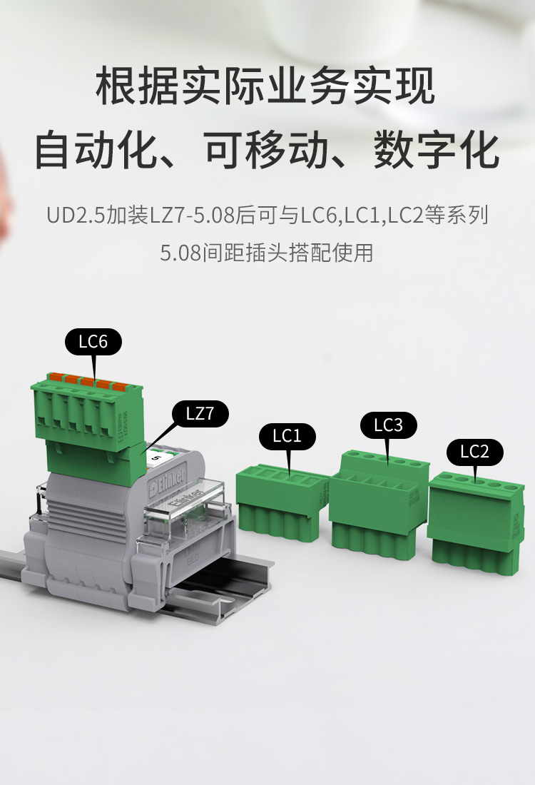 UD2.5自动式 接线端子卡导轨片装 条装端子排