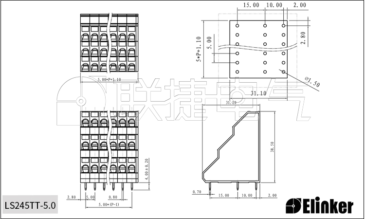 LS245TT-5.0联捷三层弹簧式接线端子