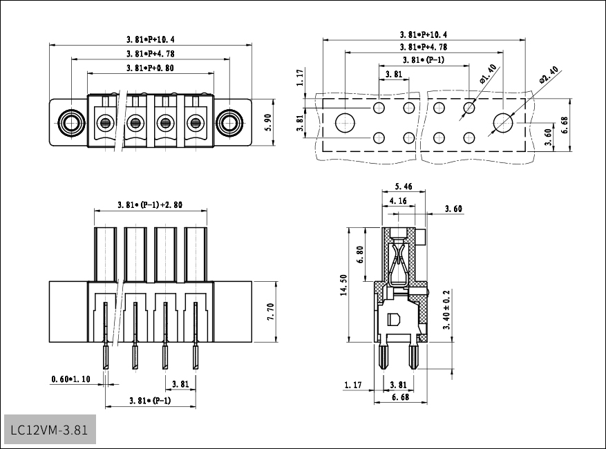 LC12VM-3.81直针板对板接线端子法兰固定上海联捷电气