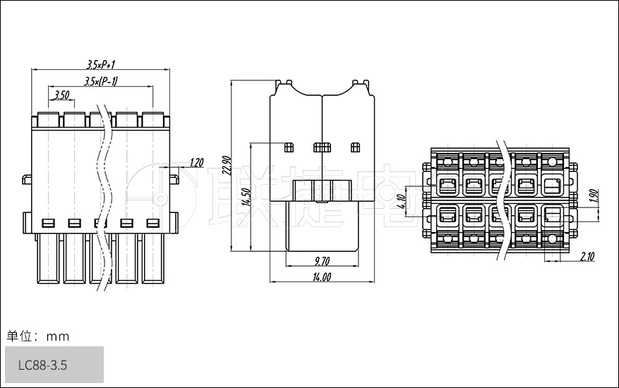 LC88-3.5/LC88-3.81小间距双层插拔式接线端子微型弹簧直插双层端子