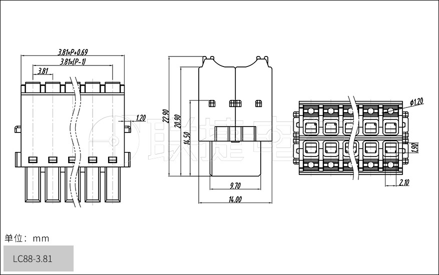 LC88-3.5/LC88-3.81小间距双层插拔式接线端子微型弹簧直插双层端子