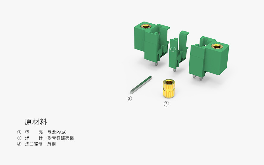 上海联捷电气LZ1VM-2.5插拔式接线端子PCB线路板系列直针带法兰绿色连接器